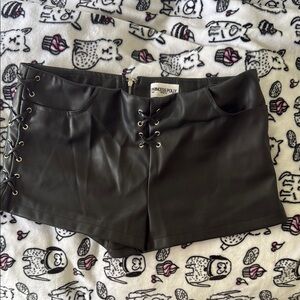 Princess Polly Black Lace-Up High Waist Shorts